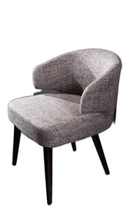 31" Grey Fabric Dining Chair With Wood Legs