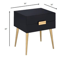 Load image into Gallery viewer, 24&quot; Black and Gold End Table With Two Drawers