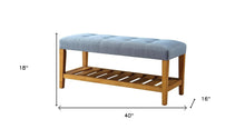 Load image into Gallery viewer, 40&quot; Beige and Brown Upholstered Polyester Bench with Shelves