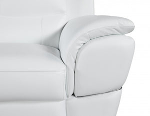 85" White And Silver Leather Sofa