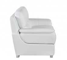 Load image into Gallery viewer, 85&quot; White And Silver Leather Sofa