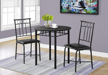 Load image into Gallery viewer, 35&quot; Black Leather Look Foam And Metal Three Pieces Dining Set