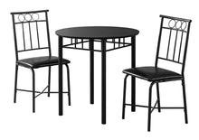 Load image into Gallery viewer, 35&quot; Black Leather Look Foam And Metal Three Pieces Dining Set