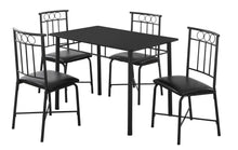 Load image into Gallery viewer, 61.5&quot; X 73.5&quot; X 101&quot; Black Metal Foam Polyurethane Leather Look Polyes  5Pcs Dining Set