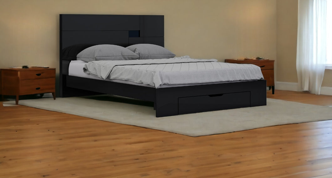 Solid Wood King Black Bed