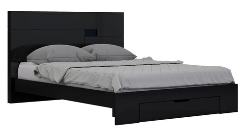 Solid Wood Queen Black Bed