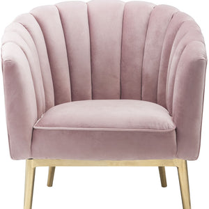 31" Pink And Copper Velvet Tufted Barrel Chair