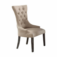 Load image into Gallery viewer, Set Of Two 28&quot; Beige And Brown Linen Tufted Parsons Chair