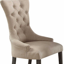 Load image into Gallery viewer, Set Of Two 28&quot; Beige And Brown Linen Tufted Parsons Chair