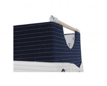 Load image into Gallery viewer, 12&quot; X 12.5&quot; X 9.5&quot; White Blue Foldable Fabric  Basket Set Of 3