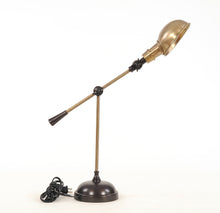 Load image into Gallery viewer, 20&quot; Black Metal Adjustable Desk Table Lamp With Gold Bowl Shade