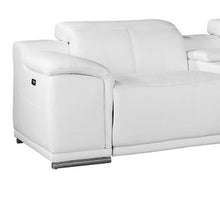 Load image into Gallery viewer, White Italian Leather Power Reclining U Shaped Seven Piece Corner Sectional With Console