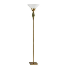 Load image into Gallery viewer, 71&quot; Brass LED Light Changing Torchiere Floor Lamp with White Frosted Glass Cone Shade