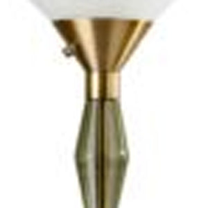 71" Brass LED Light Changing Torchiere Floor Lamp with White Frosted Glass Cone Shade