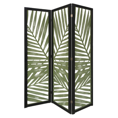 67" Green Solid WoodFolding Three Panel Screen Room Divider