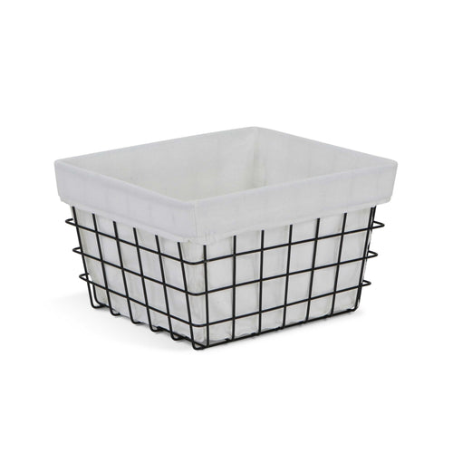 Rectangular White Lined And Metal Wire Storage