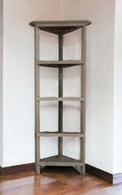 Load image into Gallery viewer, 60&quot; Washed Grey Solid Wood Corner Bookcase