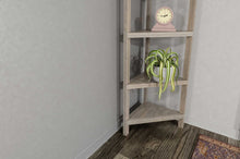 Load image into Gallery viewer, 60&quot; Washed Grey Solid Wood Corner Bookcase