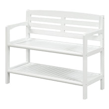 Load image into Gallery viewer, White Finish Solid Wood Slat Bench With High Back And Shelf
