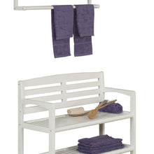 Load image into Gallery viewer, White Finish Solid Wood Slat Bench With High Back And Shelf