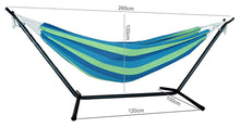 Load image into Gallery viewer, Blue And Green Stripe Classic 2 Person Hammock With Stand