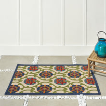 Load image into Gallery viewer, 3&#39; X 4&#39; Ivory And Blue Floral Indoor Outdoor Area Rug