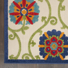 Load image into Gallery viewer, 3&#39; X 4&#39; Ivory And Blue Floral Indoor Outdoor Area Rug