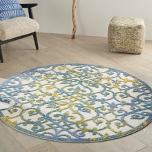 Load image into Gallery viewer, 4&#39; X 6&#39; Ivory And Blue Floral Indoor Outdoor Area Rug