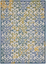 Load image into Gallery viewer, 4&#39; X 6&#39; Ivory And Blue Floral Indoor Outdoor Area Rug