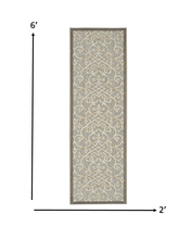 Load image into Gallery viewer, 2&#39; X 6&#39; Gray And Ivory Floral Indoor Outdoor Area Rug