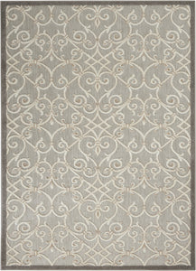 3' X 4' Gray And Ivory Floral Indoor Outdoor Area Rug