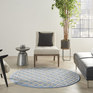 4' X 6' Blue And Gray Geometric Indoor Outdoor Area Rug