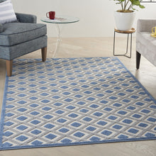 Load image into Gallery viewer, 4&#39; X 6&#39; Blue And Gray Geometric Indoor Outdoor Area Rug