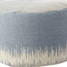 Load image into Gallery viewer, 20&quot; Blue and White Round Abstract Pouf Ottoman
