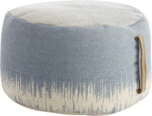 Load image into Gallery viewer, 20&quot; Blue and White Round Abstract Pouf Ottoman