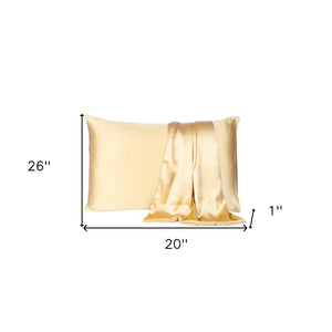 Pale Yellow Dreamy Set Of 2 Silky Satin Standard Pillowcases