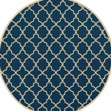 Load image into Gallery viewer, 8&#39; x 11&#39; Blue and Ivory Indoor Outdoor Area Rug