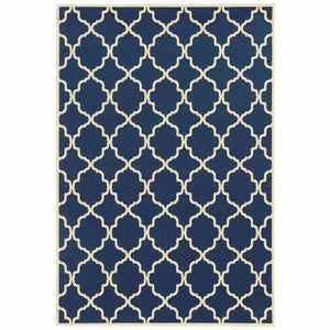 8' x 11' Blue and Ivory Indoor Outdoor Area Rug