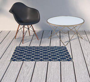 8' x 11' Blue and Ivory Indoor Outdoor Area Rug