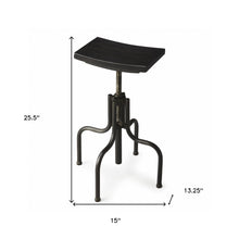Load image into Gallery viewer, 25&quot; Dark Brown And Black Iron Swivel Backless Counter Height Bar Chair