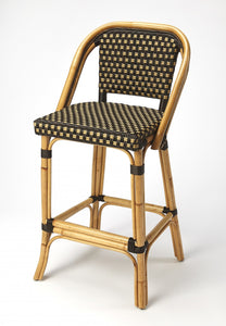 26" Brown And Natural Bar Chair
