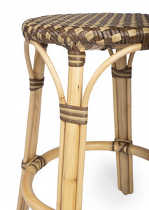 24" Brown Rattan Backless Bar Chair