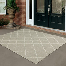 Load image into Gallery viewer, 8&#39; x 10&#39; Gray and Ivory Indoor Outdoor Area Rug
