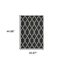 Load image into Gallery viewer, 2&#39; X 8&#39; Black and Ivory Indoor Outdoor Area Rug