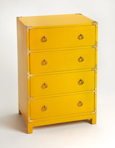 24" Yellow Solid Wood Four Drawer Dresser