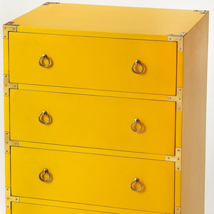 24" Yellow Solid Wood Four Drawer Dresser