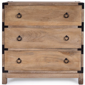 28" Natural Wood Solid Wood Three Drawer Dresser