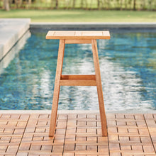 Load image into Gallery viewer, 29&quot; Natural Eucalyptus Slat Wood Outdoor End Table