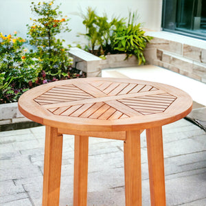 42" Natural Eucalyptus Slat Wood Outdoor Round Bar Table