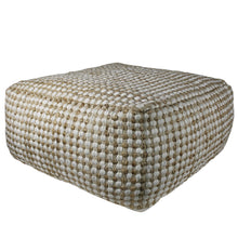 Load image into Gallery viewer, Natural Hemp Dotted Rectangle Pouf